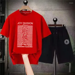Herrspårsfall Joy Division T-shirts Suits Fashion Streetwears Tryckt män Bomull Kort set Hip Hop-outfit Tracksuit Summer Tees Shorts Shorts
