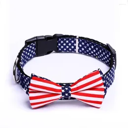 Dog Collars Fashion Adjustable Bow Tie Leash American Flag Necklace Collar As A Christmas Gift For Puppy Hondenmand Cat Pet