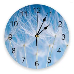 Relógios de parede Planta dente-de-leão Relógio de cenário Decoração de casa quarto Silencioso Relógio digital para quartos de crianças