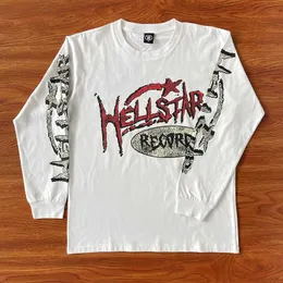 Дизайнерская модная одежда мужская толстовка толстовок Hellstar Recdrds ins та же модная бренда Pure Cotton с длинными рукавами футболка