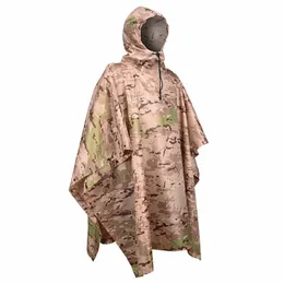 Raincoats Tactical Raincoat Camping Vandring Hunting Birdwatching Suit Outdoor Hooded Breatble Rainwear Camo Poncho Army Travel Rain Gears 230724