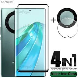 4-in-1 for Honor Magic5 Lite 5G 유리 전화 필름 9H 풀 커버 곡선 화면 보호기 명예 마술 5 마술 5 Lite 5G 렌즈 유리 L230619