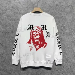 Casual Flocking Bone Mönster Tshirt Top Mens Sweatshirt Hoodie Japanese Korean Streetwear O-Neck Men Sweatshirt T230814