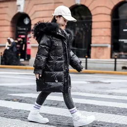 Casaco de inverno 2023 jaqueta de inverno para menina pele real engrossar quente longa menina inverno casaco 5-14 anos adolescente parka roupa HKD230725