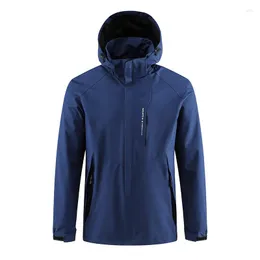 Men's Jackets 2023 Men Fashion Spring Windproof Hooded Mountaineering Autumn Outdoor Waterproof Big Size Detachable Hat Jacket