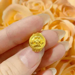 Loose Gemstones Arrival 999 24K Yellow Gold Beads 3D FU Lotus 1pcs