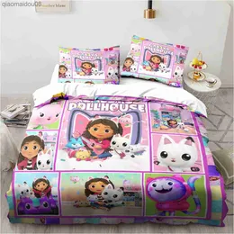 Cartoon Gabby's Dollhouse Bedding Set Sheet Set King Twin Double Child Bedding Set Mircofiber or Polyester Duvet Cover Set L230704