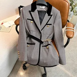 Designer designer garnitur Blazer Jacket Coats Ubrania Sprężyna Tysiąca krat-kratek Top