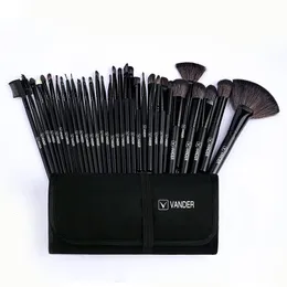 Makeup Tools 32st Black Makeup Brushes Natural Hair Professional Foundation Powder Eyeshadow Blush Makeup Brush Set With Case 230724