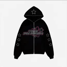 Womens Hoodies Sweatshirts European and American Ins Star Print Women Cardigan Zipper Sweatshirt slought men sweat sweater hiphop y2k Jacket 230724