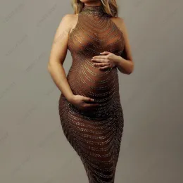 Maternity Dresses Maternity Pography Gown Baby Shower Dress Sexy Shiny Goddess Bodysuit Pregnant Woman Po Shoot Props 230724