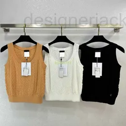 Damen-T-Shirt, Designer-Sommer-Strickweste, T-Shirt, bauchfreie Tops mit Buchstabenperlen, Hemden, Laufsteg, High-End-Marke, Elastizität, Stretch, Kaschmir, ärmellose T-Shirts, Oberbekleidung, PPAA