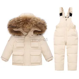 Down Coat 2023 Boy Baby Overalls Winter Jacket For Girls Jumpsuit Kids Down Parkas Coat Child Snowsuit Toddler Set Children's Clothing 2-6 HKD230725