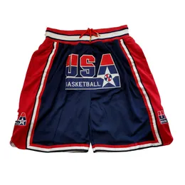 Баскетбольные шорты США 1992 г. молния на молнии четырех карманов шить в вышивании.