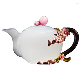 Kalça Şişeler Yeşim porselen çaydanlık beyaz emaye ev renkli sır çay seti küçük tek pot ısıya dayanıklı cam