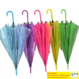 20PCS Transparent Umbrellas Clear PVC Umbrellas Long Handle 6 Colors LL