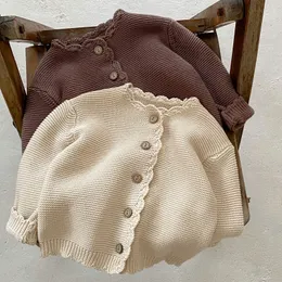 Strickjacke Kleinkind Baby Mädchen Gestrickte Kleidung für Frühling Herbst Solide O Neck Kinder Strickwaren Pullover Mantel 230724