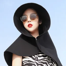 Women's sun hat bucket hat neck flap fully protected UV resistant washable beach hat Panamanian women's sun hat 230725