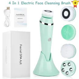 Cleaning Tools Accessories The latest 4-in-1 electric brush skin spa cleaning USB charging massage machine cleaner with 4 skin cleaning and beauty tips 230724