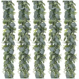 Decorative Figurines 5 Pcs 5.5Ft Artificial Eucalyptus Garland Fake Silver Dollar Greenery Vines Table Runner For Wedding