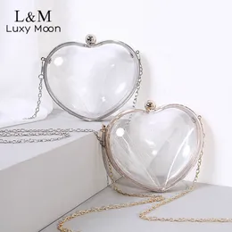 Abendtaschen Transparente Clutch-Tasche für Frauen Herzform Acryl Gold Silber Kette Schulter Geldbörsen und Handtaschen Sac X491H 230725