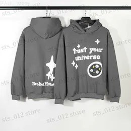 Hoodies للرجال Sweatshirts 2023 High Street Fashion Hoodie الرجال نساء من النوع الثقيل من النوع الثقة في الكون Graffiti Pullovers T230705 L230725