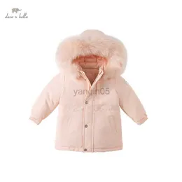 Casaco de penas Dave Bella Roupas infantis de inverno para meninas Duck Down Jacket Moda com capuz Casacos quentes DB4226017 HKD230725