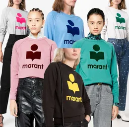 Isabels Marants Designer Sweatshirt Kvinnor Pullover Tröja Rund Neck Raglan Sleeve Cotton Hoodie