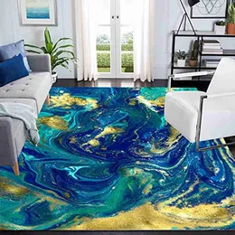 Dywany turkusowe złoty marmurowy dywan do salonu luksusowe dekoracje domu sofa stół stół duży obszar dywanika sypialnia mata balkonowa mata podłogowa r230725