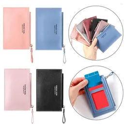 Portafogli Fashion Zipper Cash Mini Wallet ID / s Holder Pure PU Leather Small Business Card Case Girls Name Bag Short Pouch
