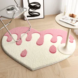 Carpet Living Room Fashion Minimalism Cute Peach Heart Printed Specialshaped Plush Rug IG Home Decoration Fluffy Bedroom Mat 230725