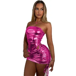 Dwuczęściowe spódnice Ustaw seksowne sznurki bez ramiączek mini spódnice kobiety stroje w klubie nocnym nosić kobiety projektantki odzieży 10042
