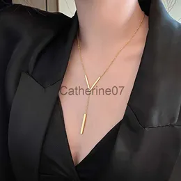 Pendant Necklaces SUMENG New V-shaped Long Sexy Clavicle Necklace Gold Colour Chain Necklace Choker for Women 2023 Fashion Jewelry Party Gifts J230809