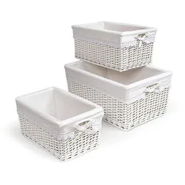 Badger Basket - Conjunto de três cestos, branco