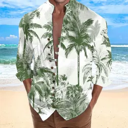 メンズカジュアルシャツ2023男性用ココナッツツリー3Dプリントハワイアンシャツビーチ長袖