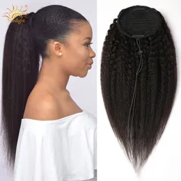 Kucyna sznurka kucyk Human Hair Ponytail Afro Kinky Curly Ponytail Kinky proste kucyk przedłużenie Remy Brazylijskie włosy Ponytail 230725