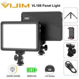 رؤوس فلاش Vijim VL108 LED فيديو كاميرا ضوء درجة حرارة اللون dimble 3200k-5500k اللوحة أضواء مدونة مدونة ملء at