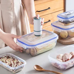 Termoser Mikrovågsugn Vakuum Fresh Keeping Food Storage Container med handpumpens lufttätt burklåda för förseglat konservering Kök Tillbehör 230725