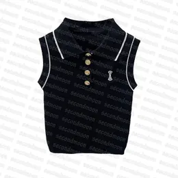 Women Knits Polo Shirt Summer Sleeveless Knit Vest Sexy Knitted T Shirt Designer Printed Vests