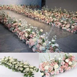 Dekorativa blommor kransar 50 100 cm diy bröllop blomma väggarrangemang levererar silke pioner rose konstgjord rad dekor järn arc272b ll
