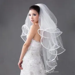 2020 Feminino Tule Branco Marfim Véus de Casamento com Borda de Fita Acessórios de Casamento Véus de Noiva com Pente Cheap214S