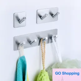 All-match Self Adhesive Wall Door Back Hooks Stainless Steel Key Coat Bag Holder Bathroom Kitchen Rustproof Towel Hooks