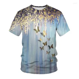 Magliette da uomo 2023 Summer 3D Printed Birds Butterfly Harajuku T-shirt unisex moda casual