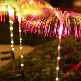 Солнечные наружные волоконно -оптические медузы огни водонепроницаемые солнечные садовые светильники 7 Колоры Изменение ярмарки коляска сад декор для дворика Патио Рождественские украшения