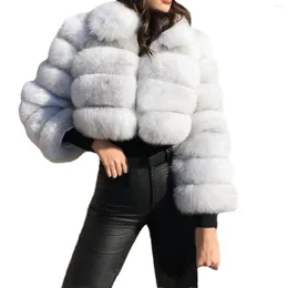 Women's Fur Lisa Colly Women Winter Long Sleeve Lapel Zip Up Fluffy Faux Coat Short Jacket Thick Warm Outwear