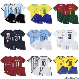 Cartoon Clothing Soccer Uniforms Suits Children Baby Kids Childrens Jerseys Printed Number Elementary School Students Training Class T Dhmzg