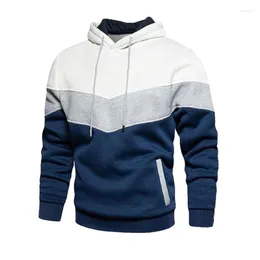 Erkek Hoodies Erkekler Patchwork Kapüşonlu Sweatshirt Sonbahar Kış Kış Gevşek Polar Erkek Hip Hop Uzun Kollu Cepler Spor Külotu