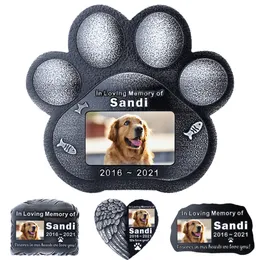 Decorative Objects Figurines Pet Memorial Plaque With P o Customized Engraved Funeral Remembrance Plaques For Loved Ones Lost Dog Cat Or Birds Grave Marker 230725