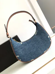 2023 New Women's Underarm Bag High-End Quality Handbag Vintage Denim Triumphal Arch Printed Cow Leather Casual and Everything 193952