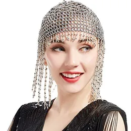 Cover-up Girls Womens Pärled Belly Dance Head Cap Hat Hair Accessory Gold Sier 4 Färger